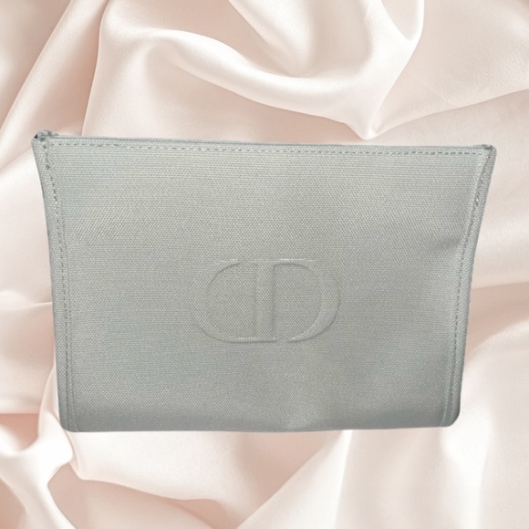 Dior Beauty Gray Trousse Canvas Pouch Cosmetic Makeup Bag - Picture 1 of 9